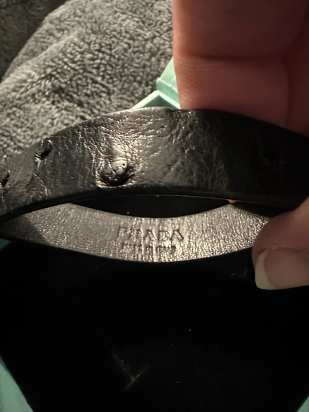 Prada Black Leather Strap Key Ring with Silver Hardware - Picture 4 of 5